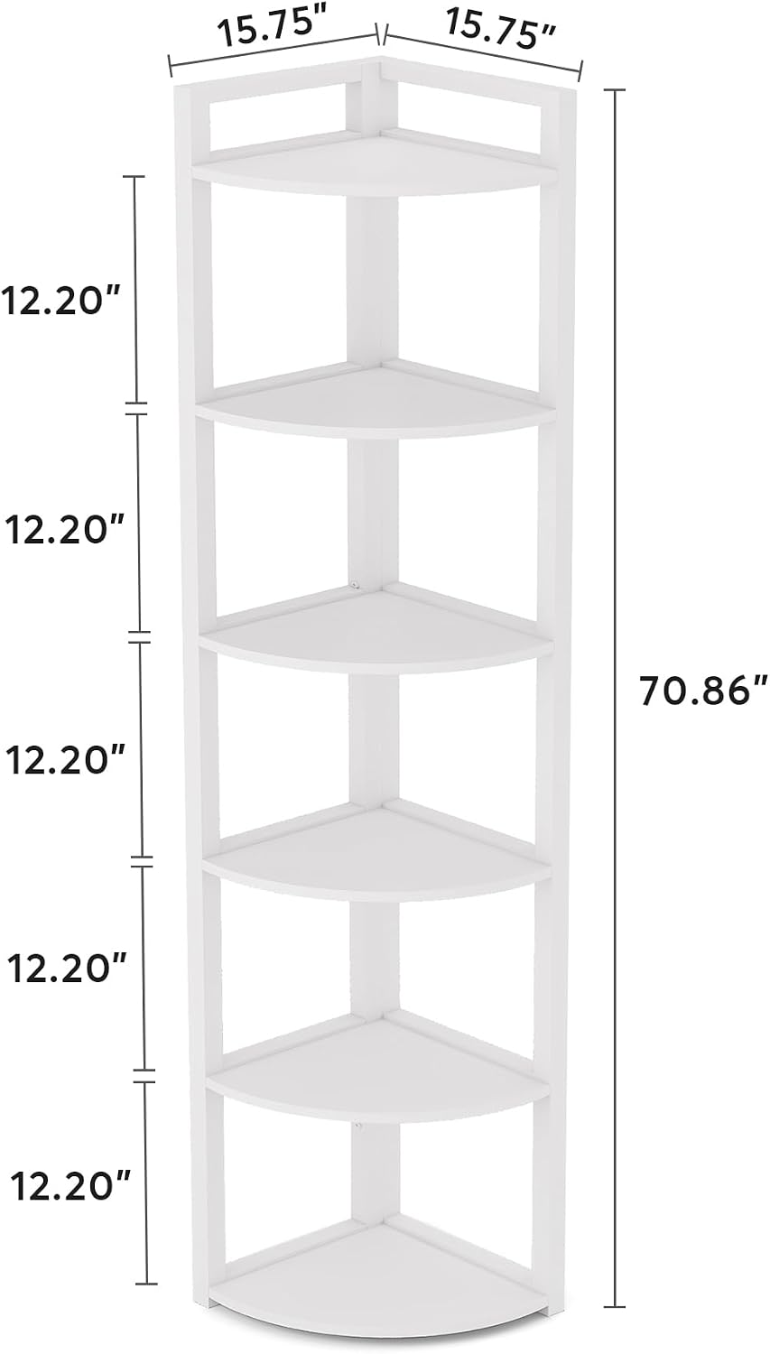 Modern 6-Tier Corner Bookshelf