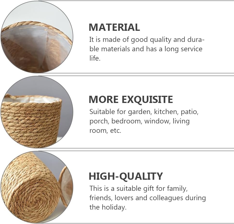 Woven Seagrass Planter Basket With Liner