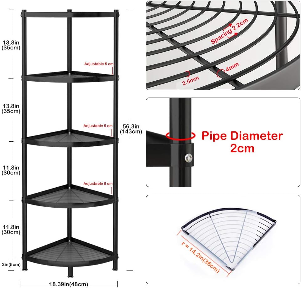 5-Tier Metal Corner Storage Rack