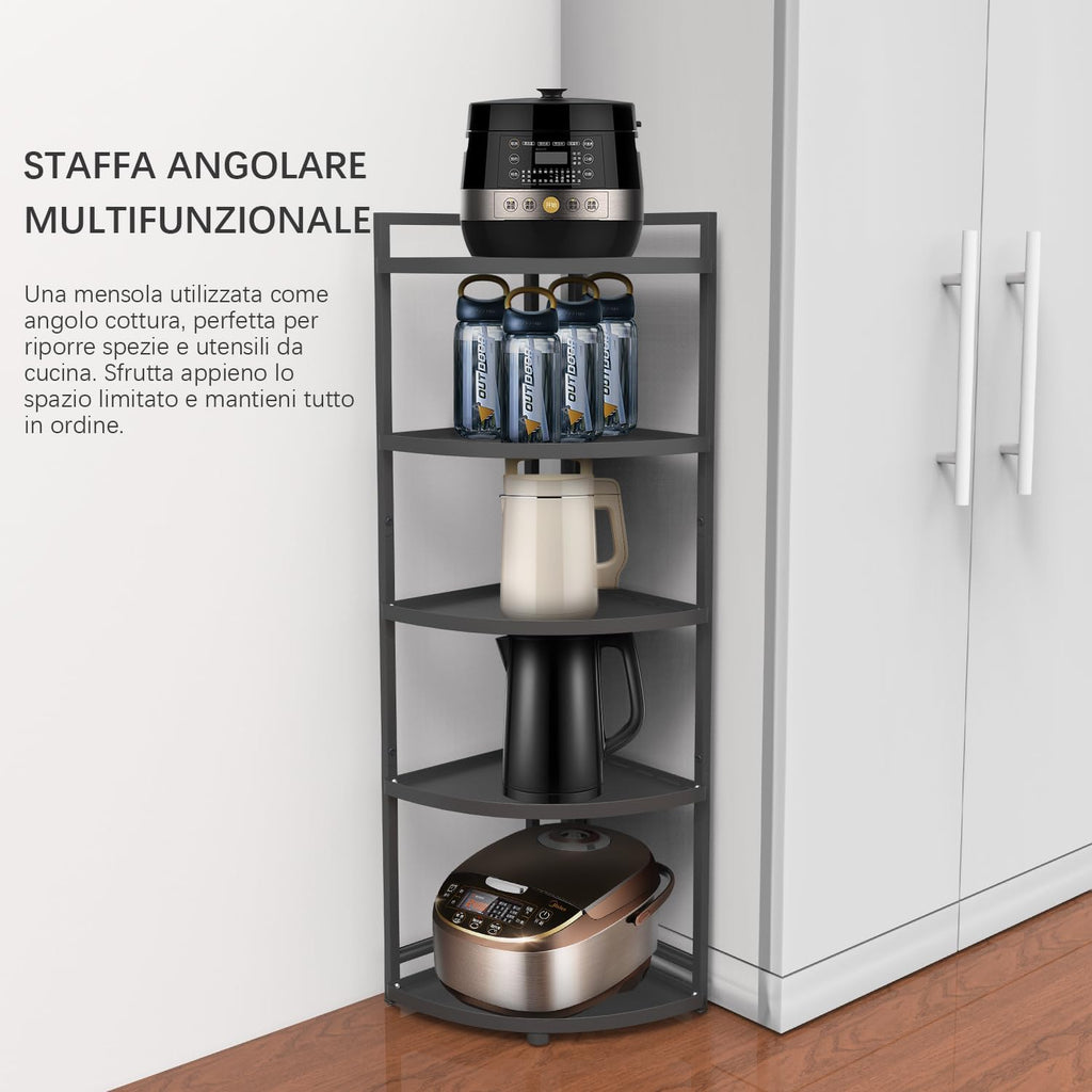 5-Tier Iron Kitchen Corner Storage Rack