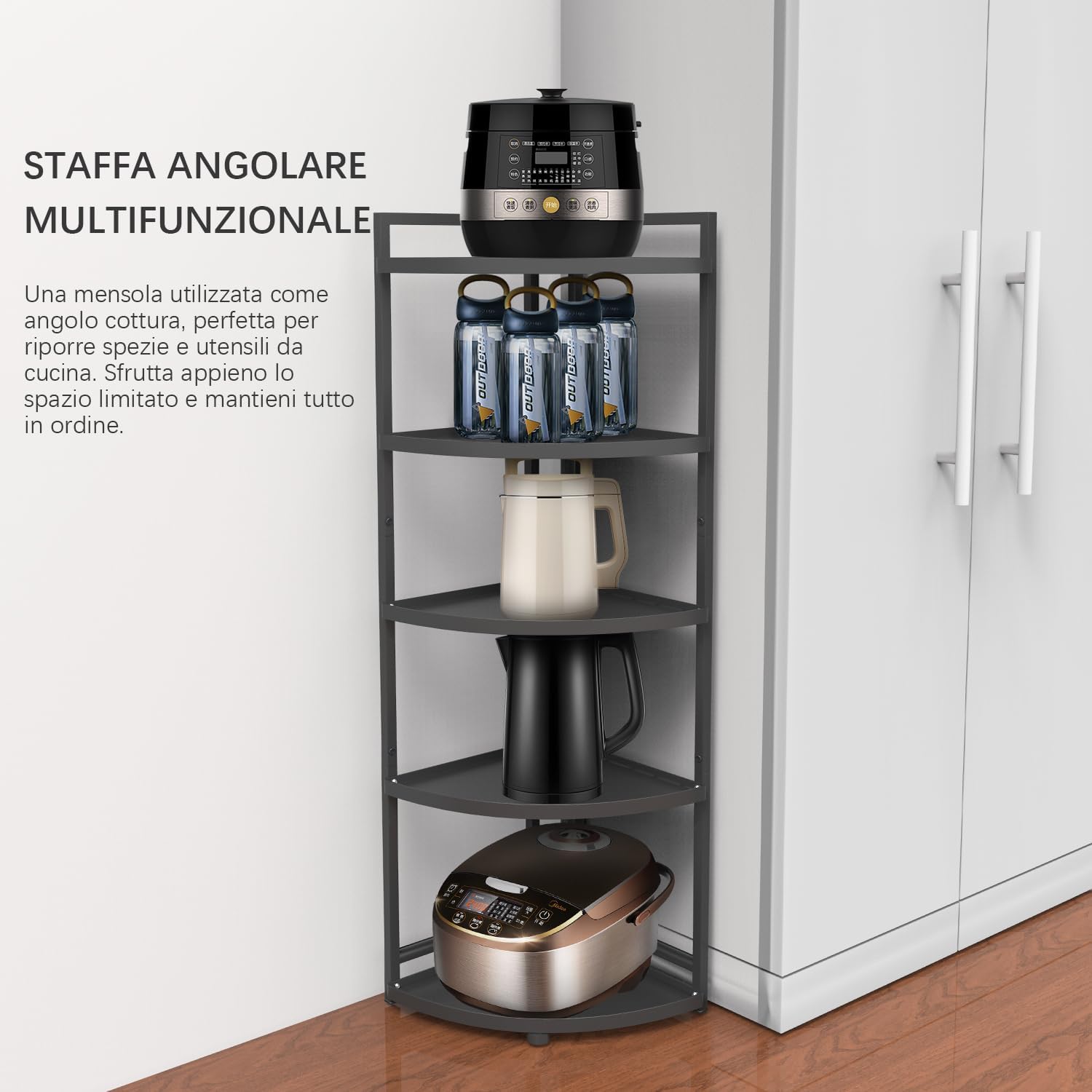 5-Tier Iron Kitchen Corner Storage Rack