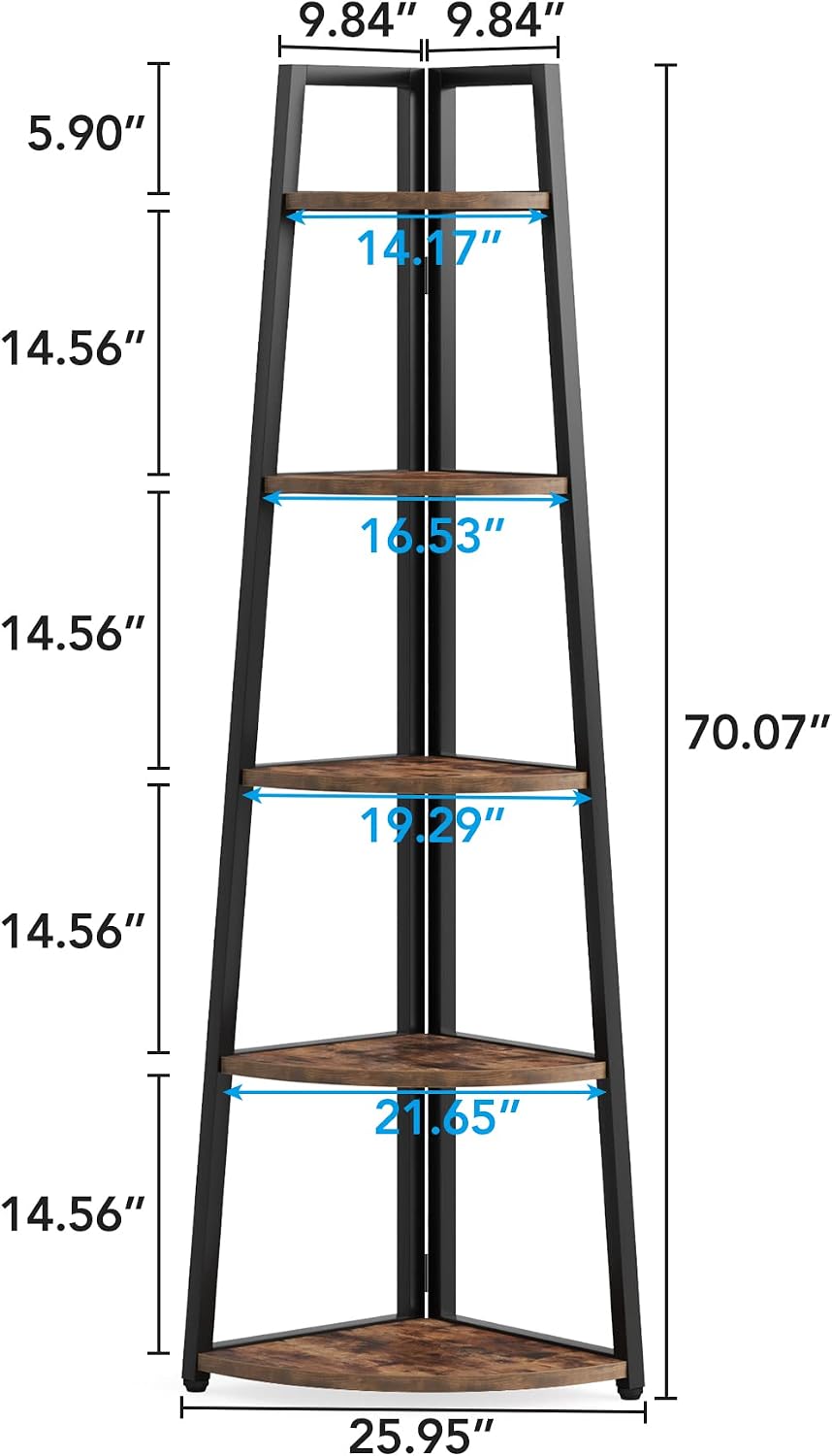 5-Tier Tall Corner Bookshelf