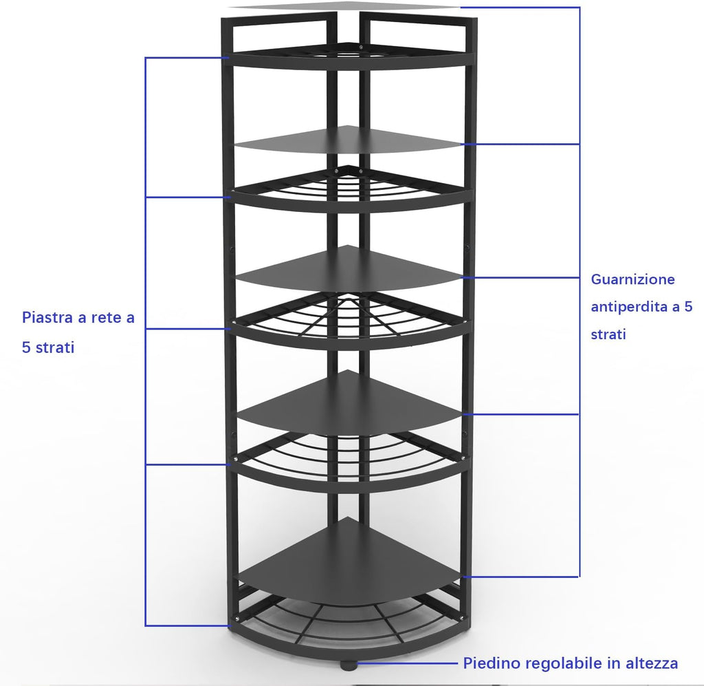 5-Tier Iron Kitchen Corner Storage Rack
