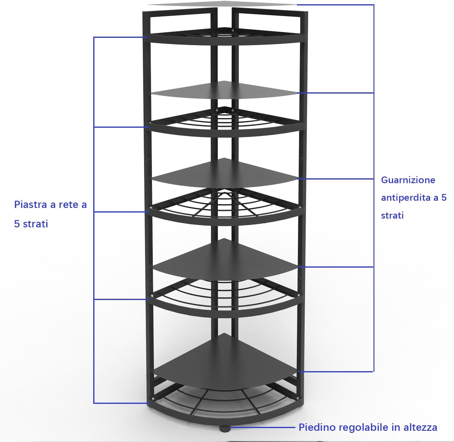 5-Tier Iron Kitchen Corner Storage Rack