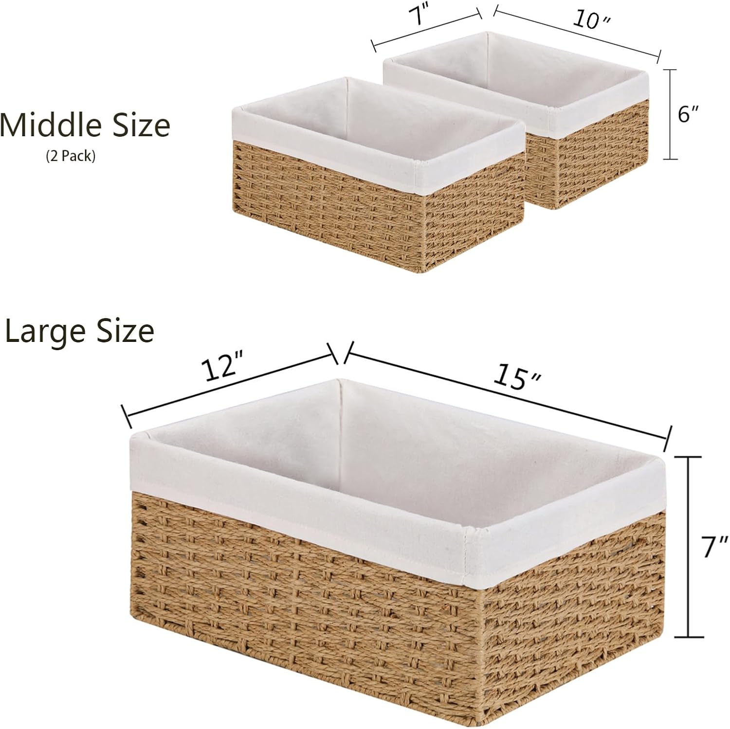 Paper Rope Storage Baskets With Handles