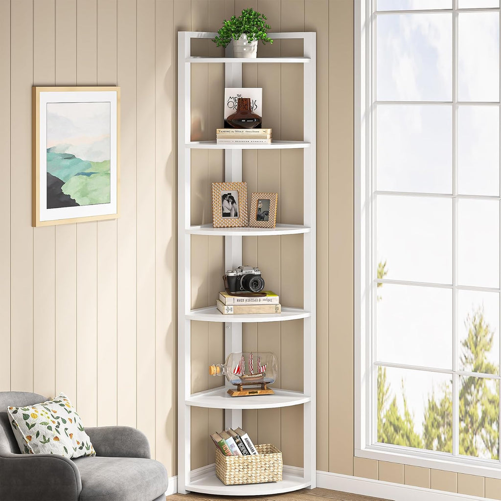 Modern 6-Tier Corner Bookshelf