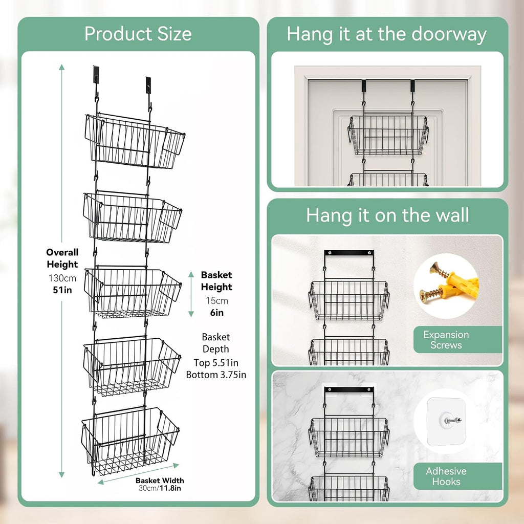 Over Door Storage Organizer With Baskets