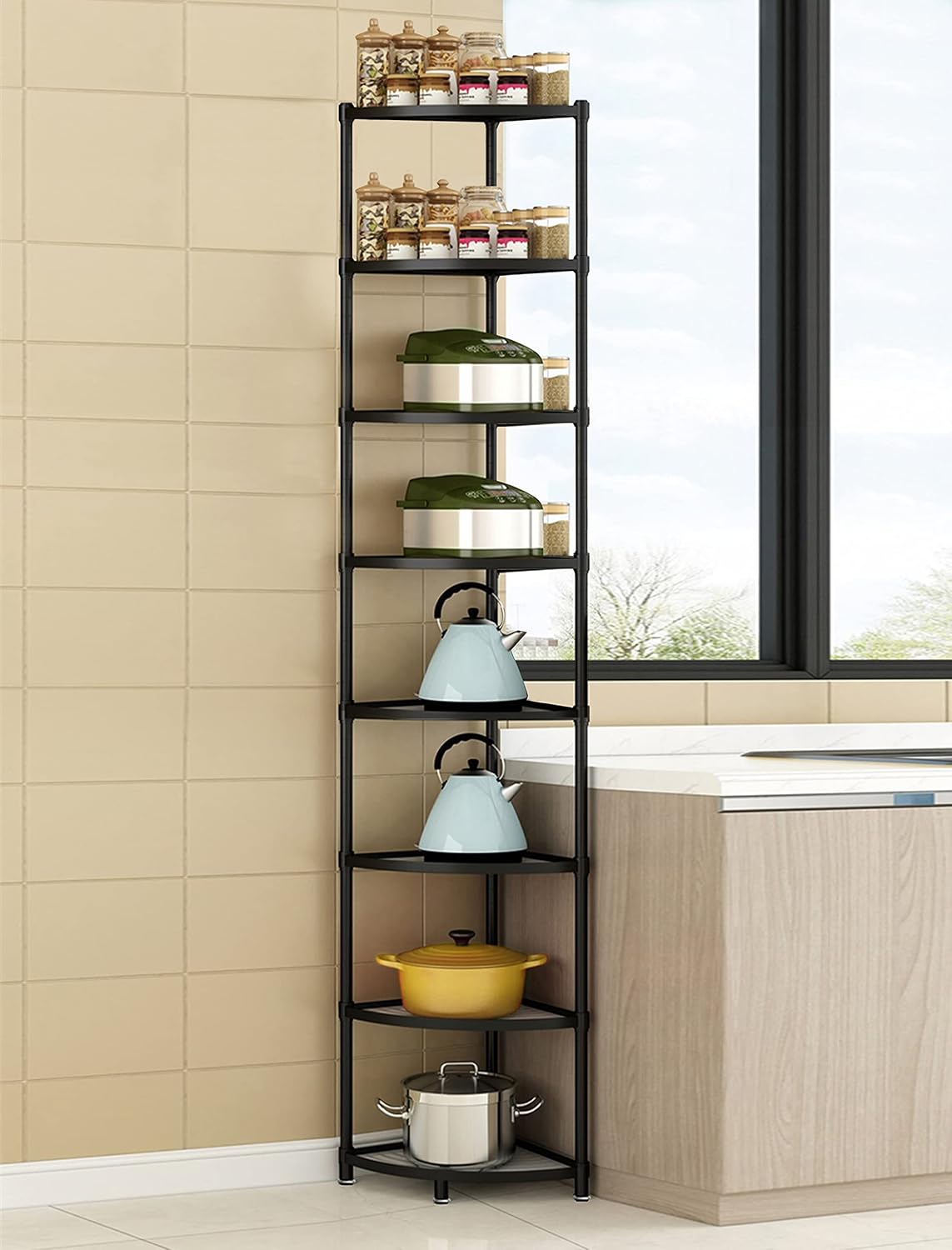 8-Tier Metal Kitchen Corner Rack