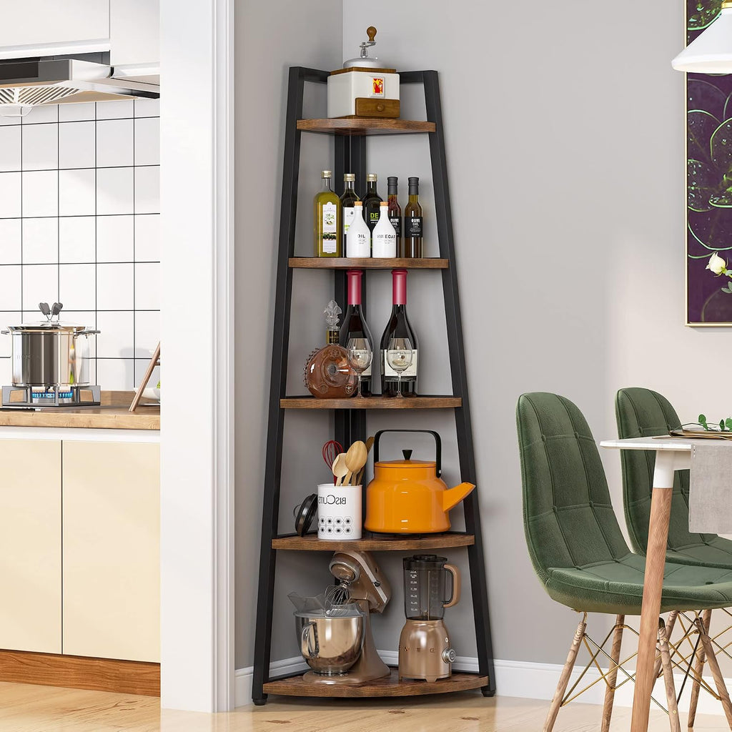 5-Tier Tall Corner Bookshelf