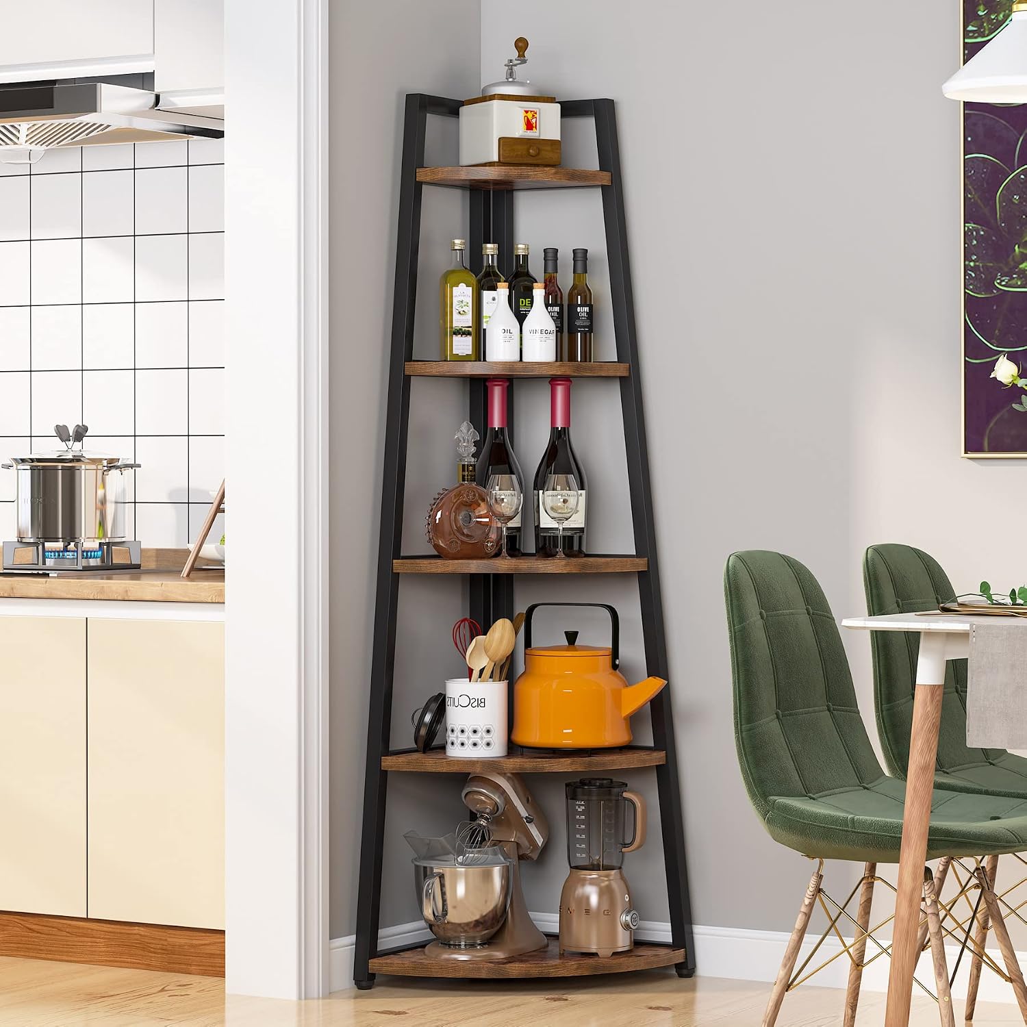 5-Tier Tall Corner Bookshelf