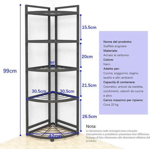 5-Tier Iron Kitchen Corner Storage Rack