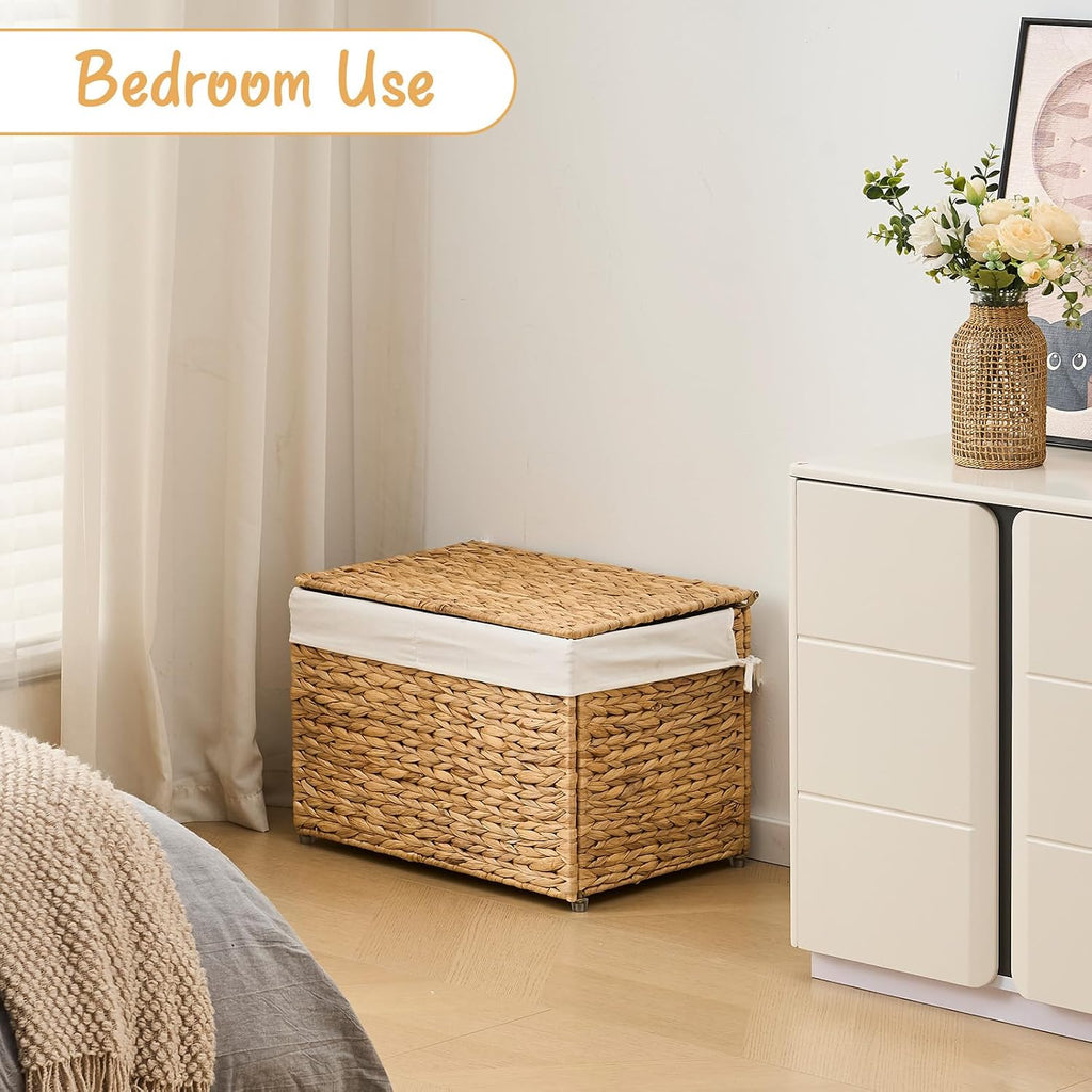 Rattan Storage Basket With Lid & Handle
