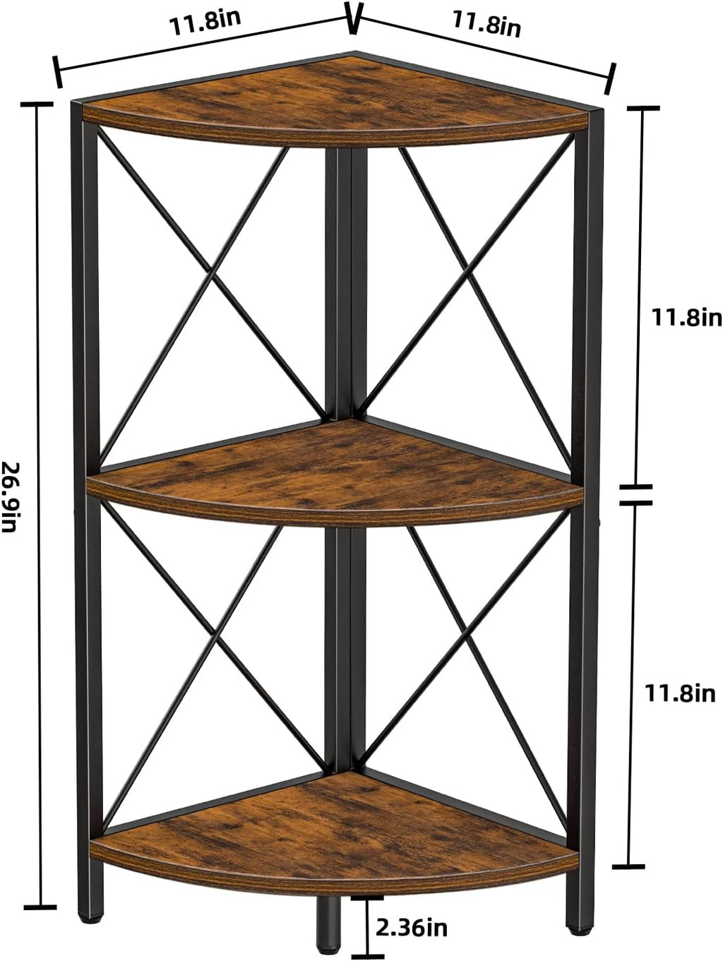 3-Tier Rustic Corner Display Shelf