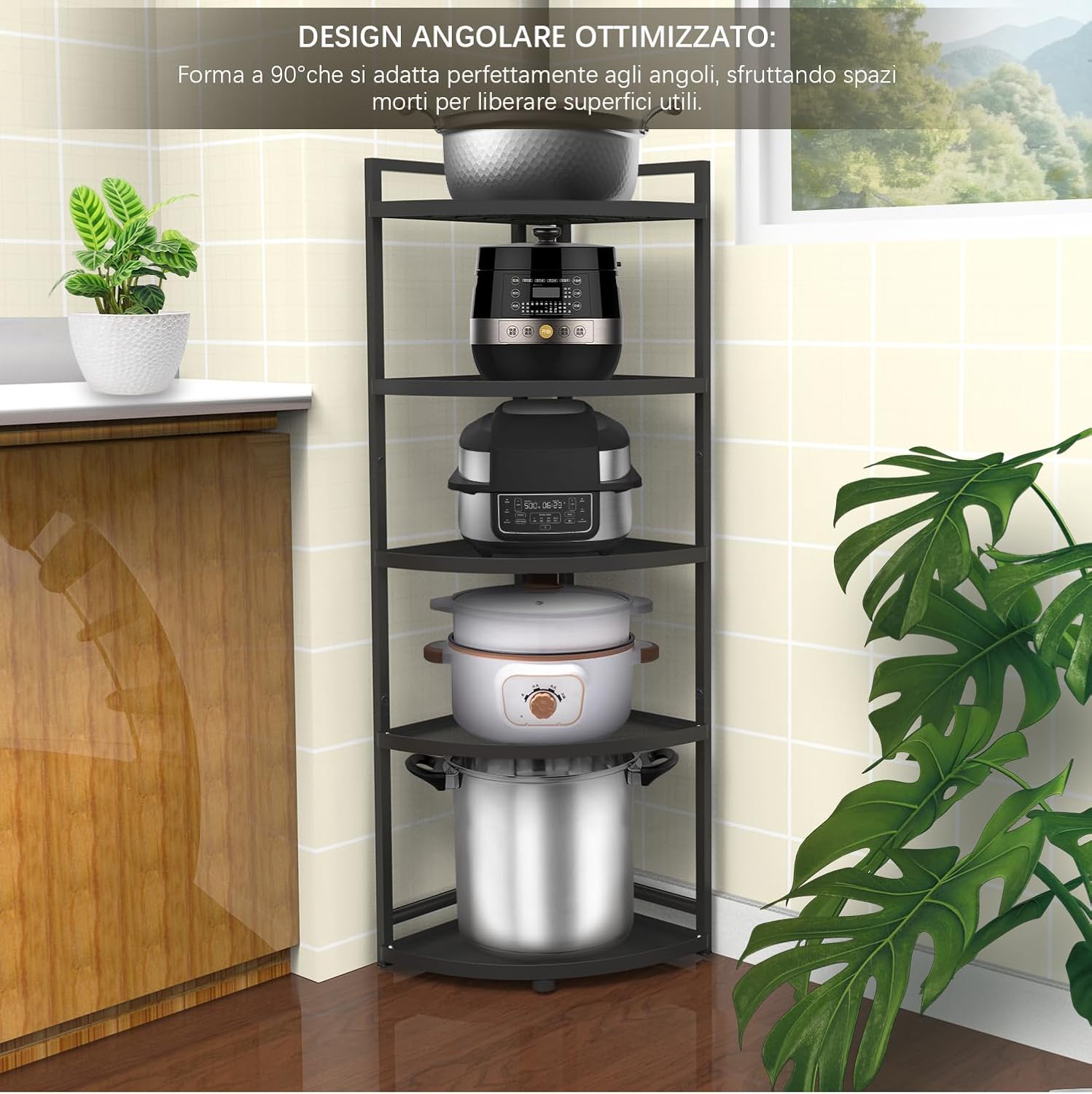 5-Tier Iron Kitchen Corner Storage Rack