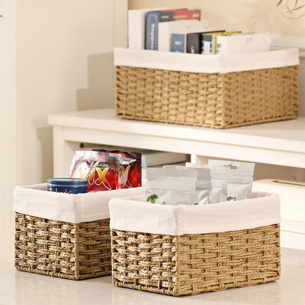 Paper Rope Storage Baskets With Handles
