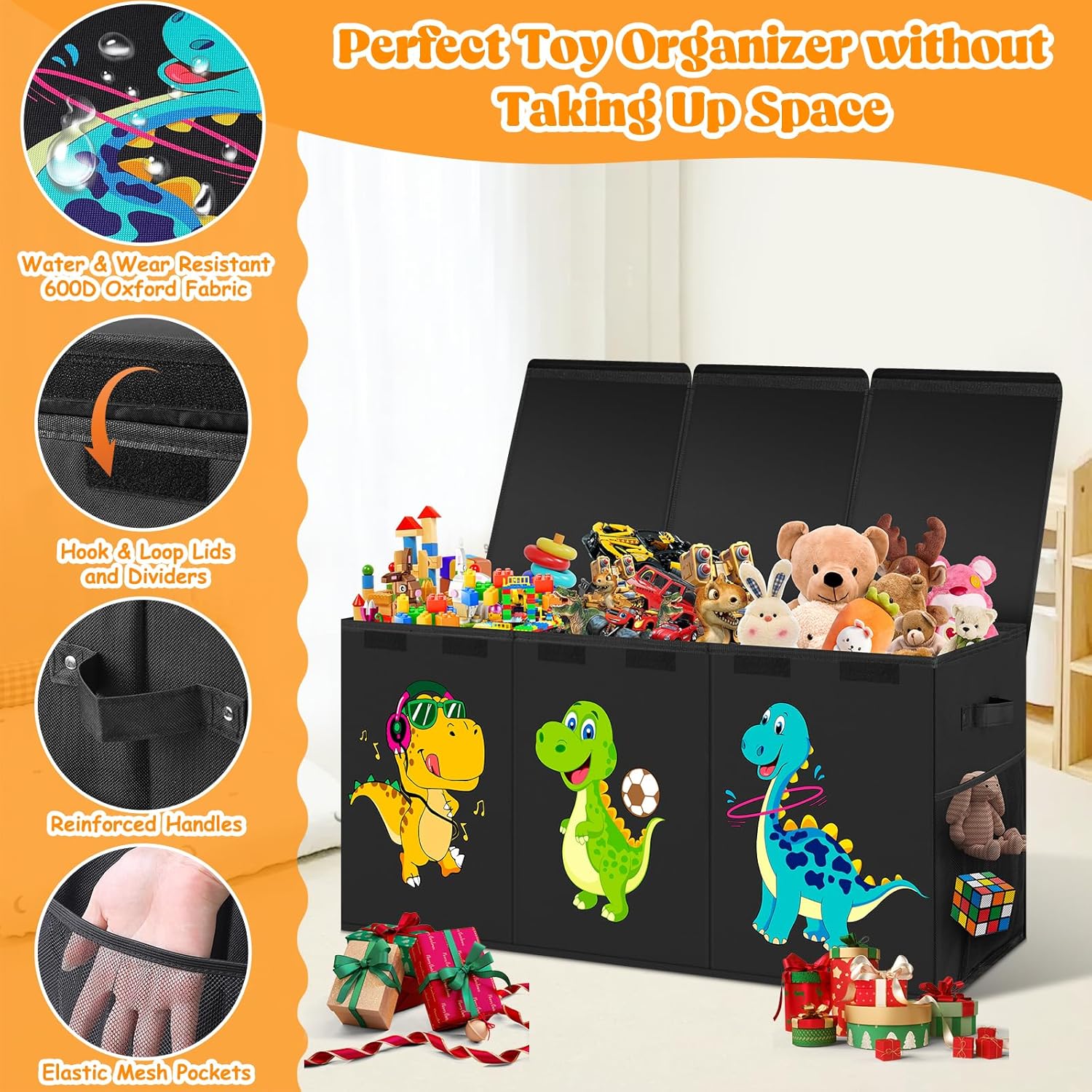 Collapsible Toy Chest with Dividers & Lid