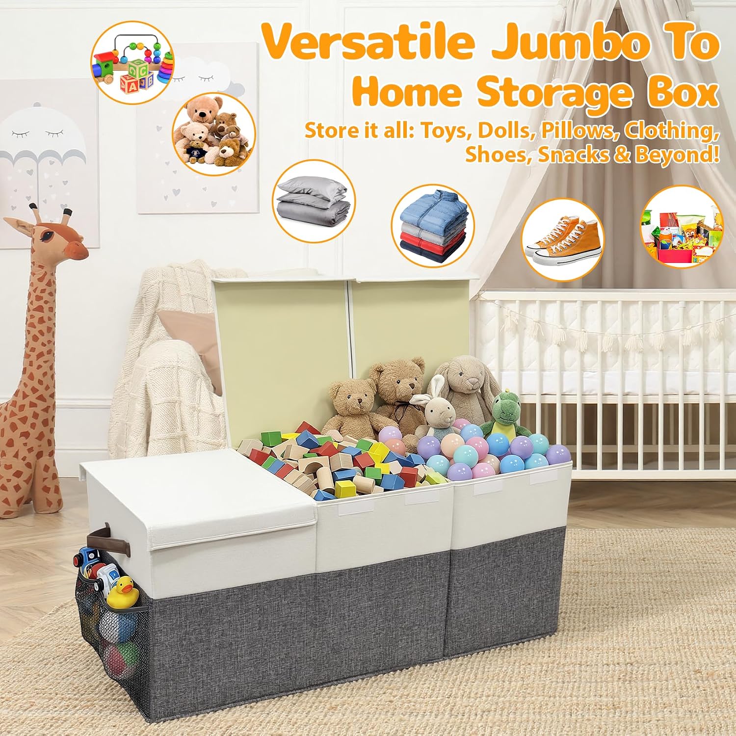 Collapsible Toy Chest With Dividers & Lid