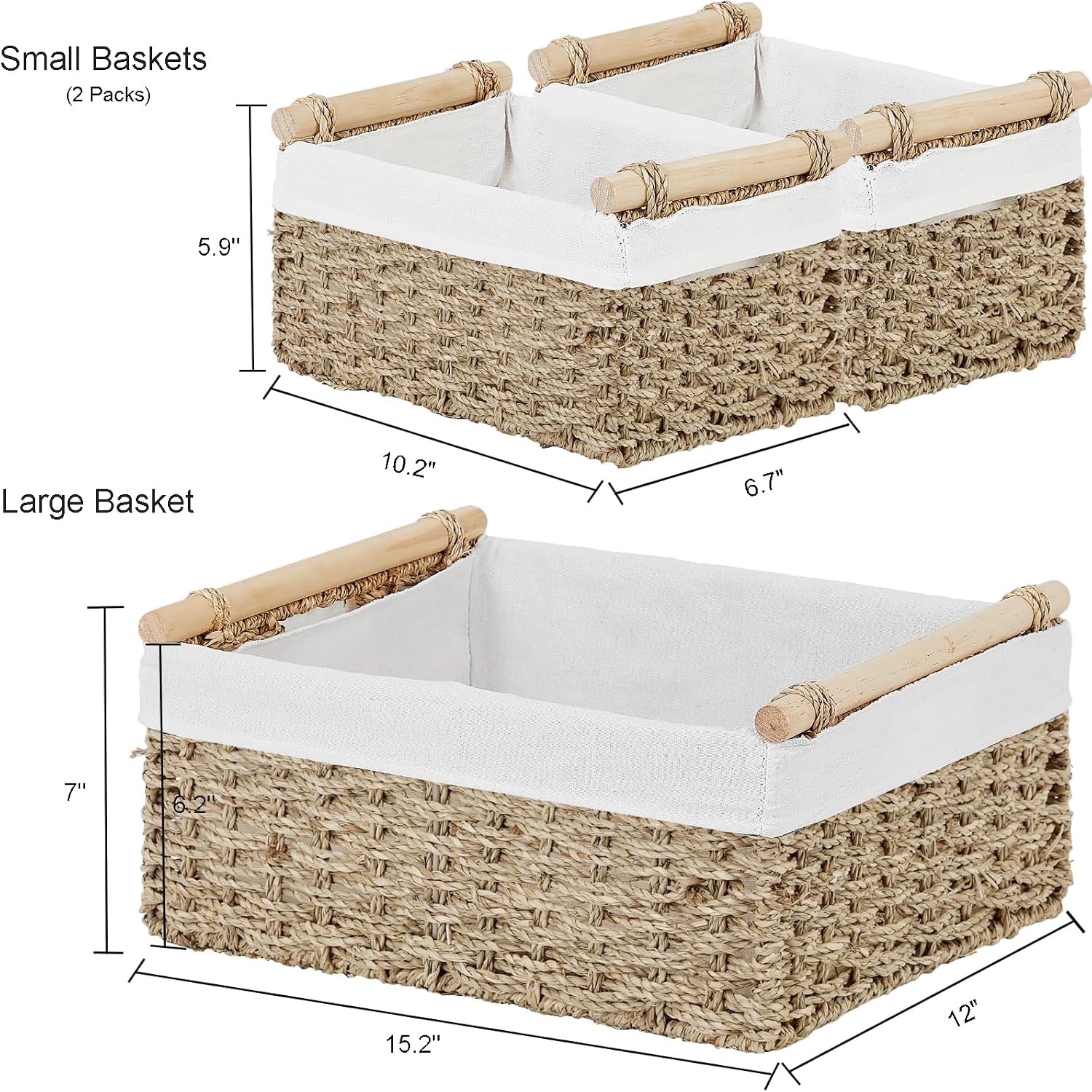 Seagrass Storage Baskets With Handles