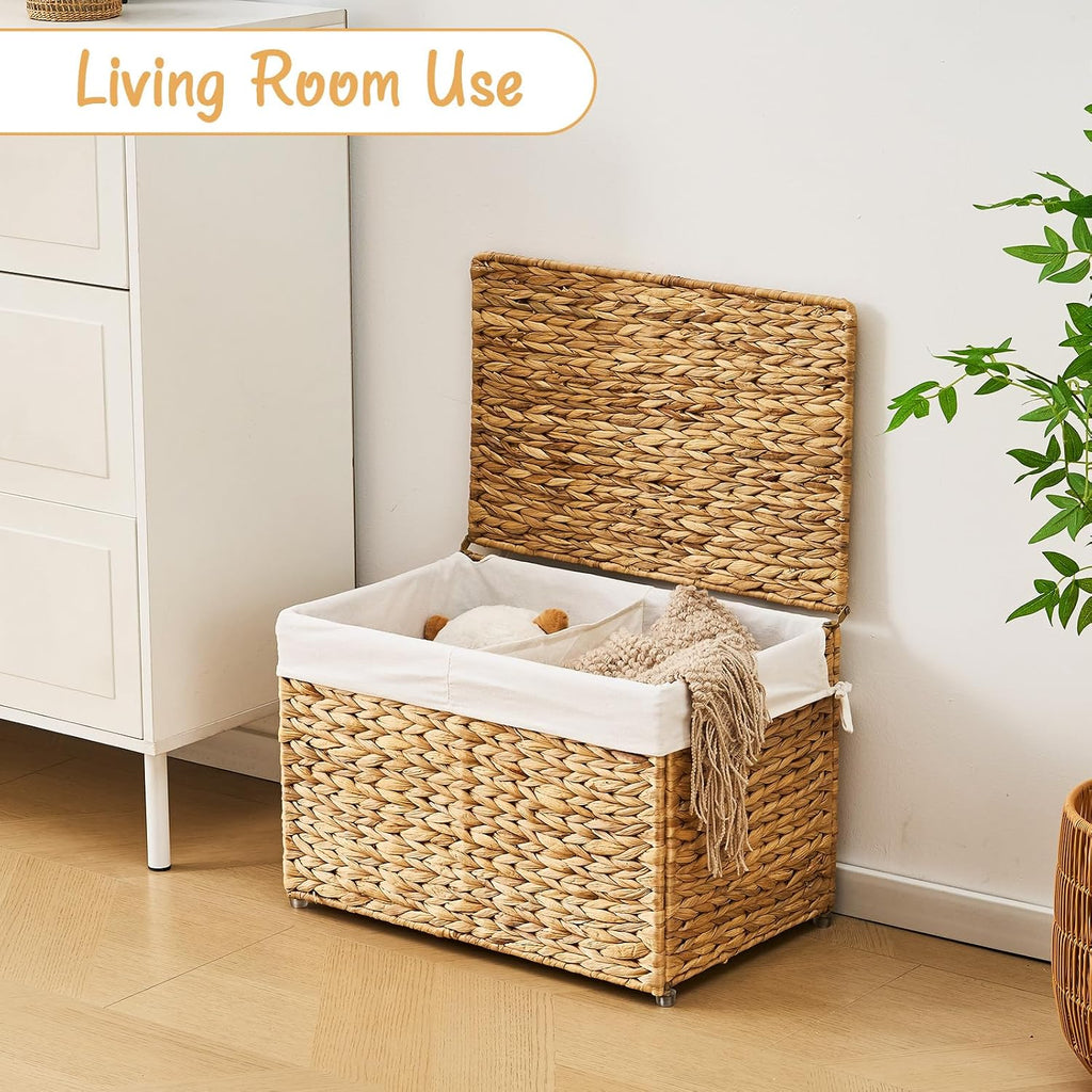 Rattan Storage Basket With Lid & Handle