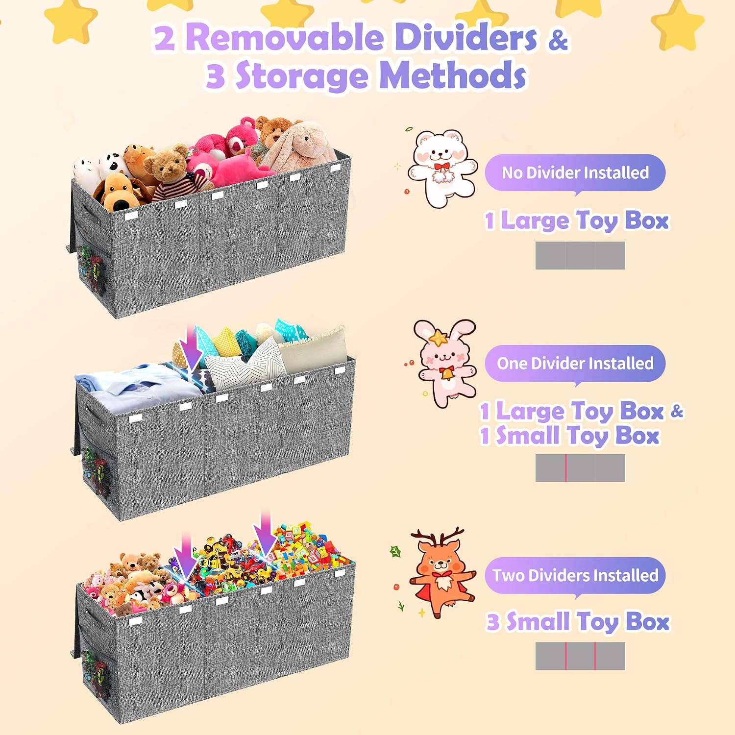 Collapsible Toy Chest With Dividers & Lid