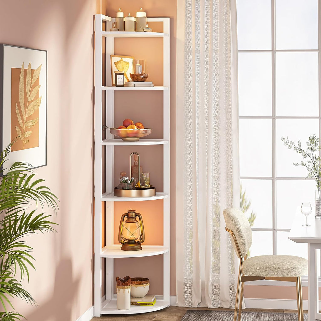 Modern 6-Tier Corner Bookshelf