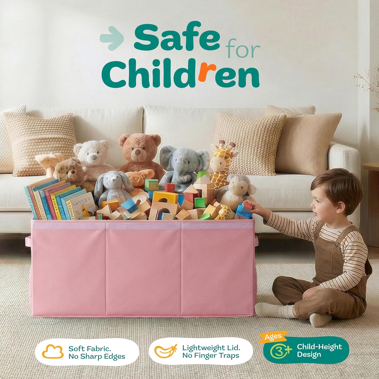 Collapsible Toy Storage Chest with Lid