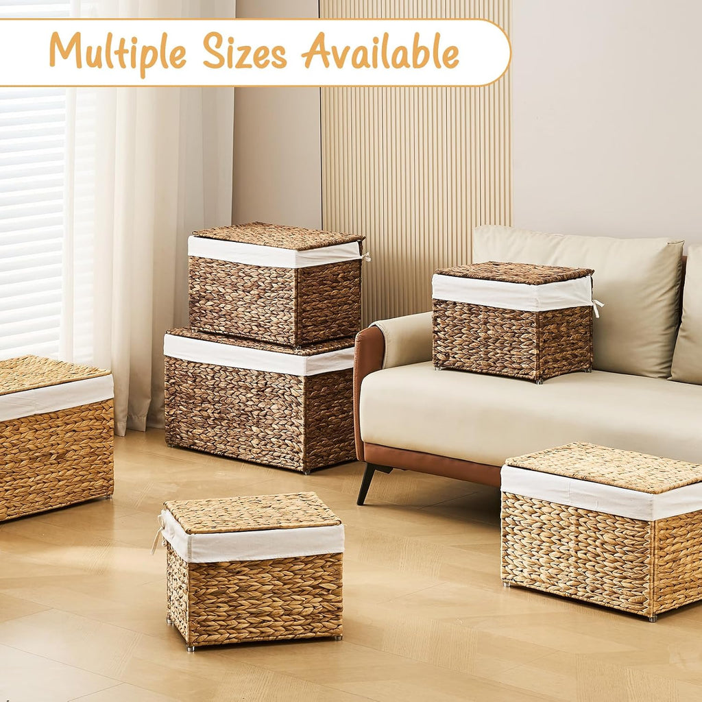 Rattan Storage Basket With Lid & Handle