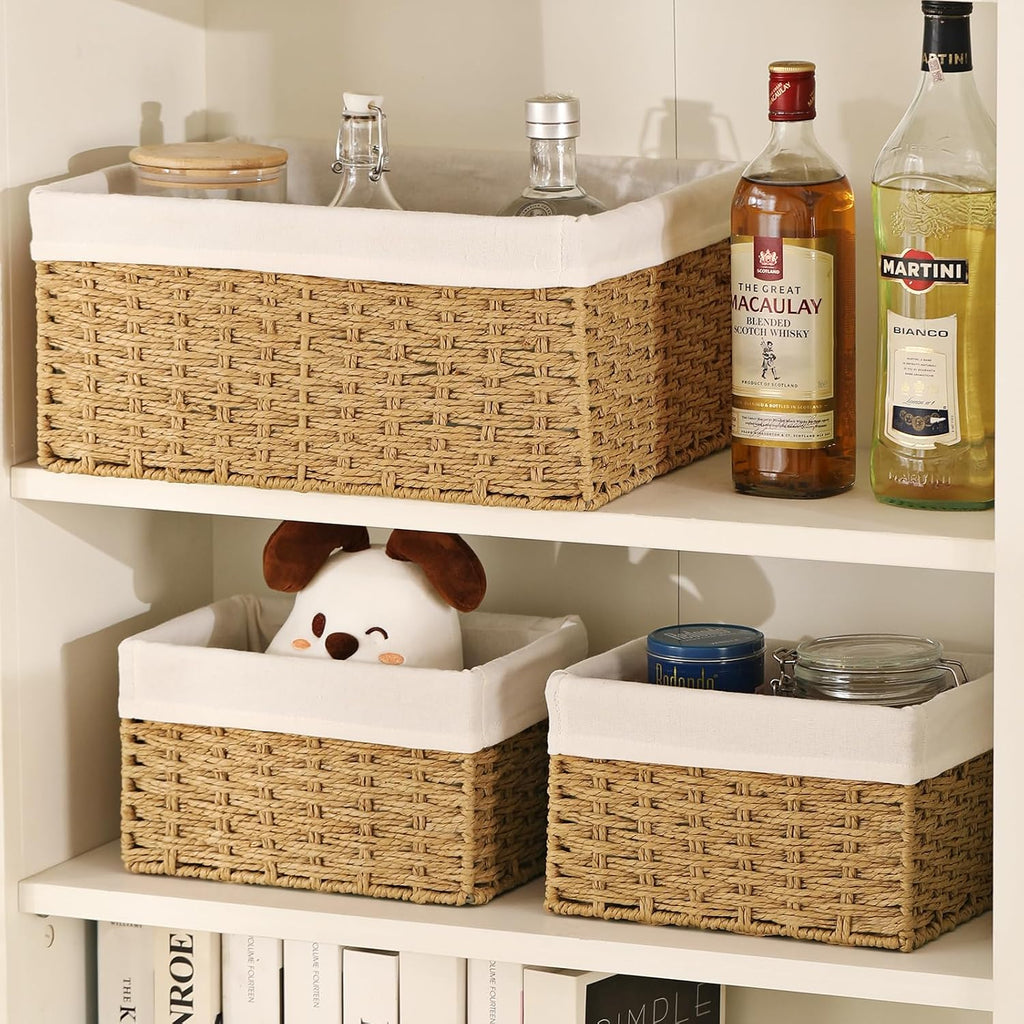 Paper Rope Storage Baskets With Handles