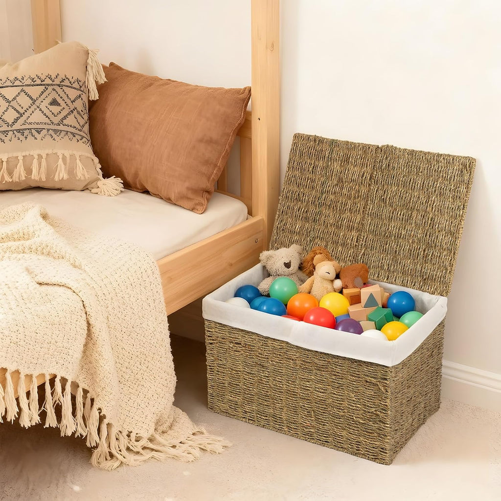 Seagrass Storage Basket With Lids & Liners