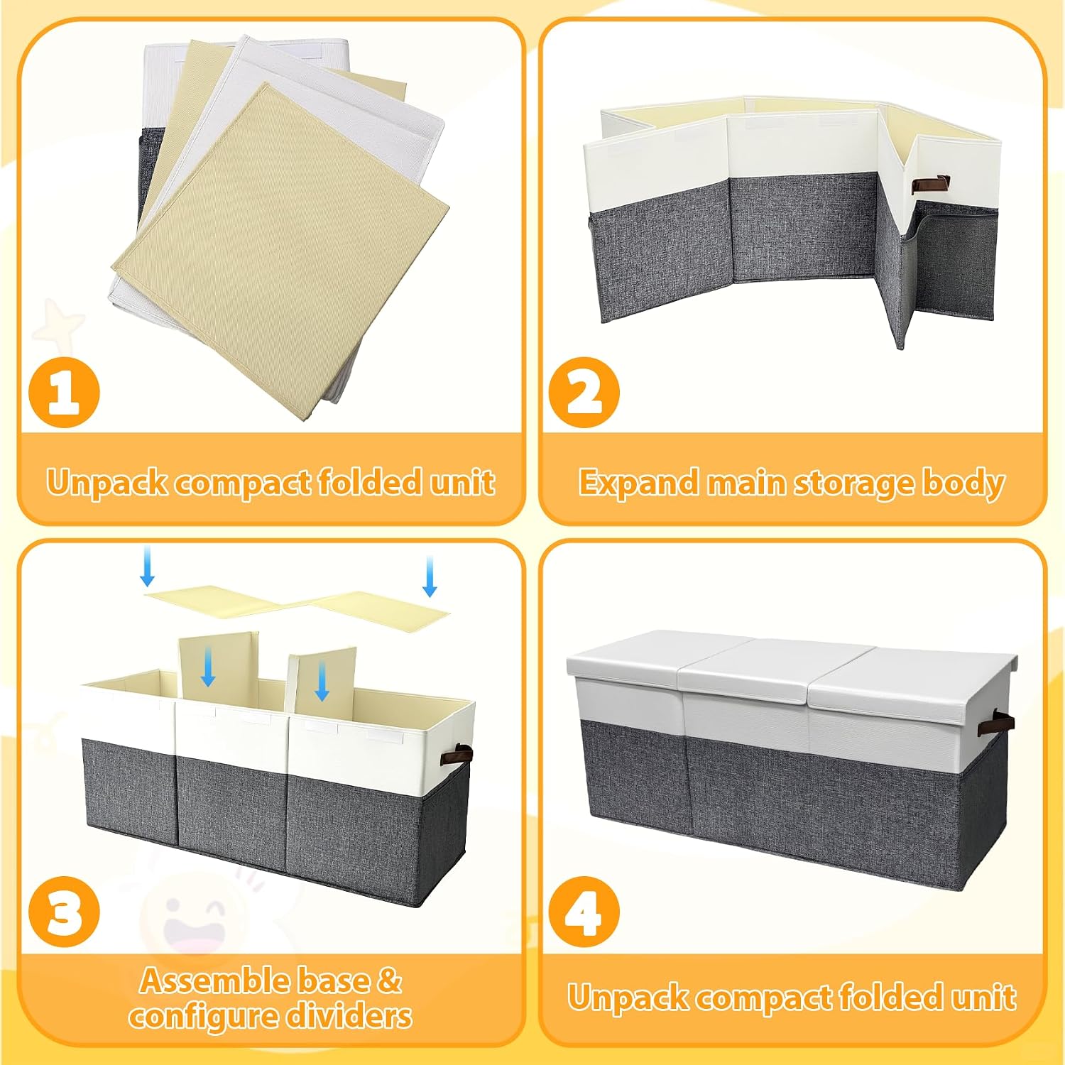 Collapsible Toy Chest With Dividers & Lid