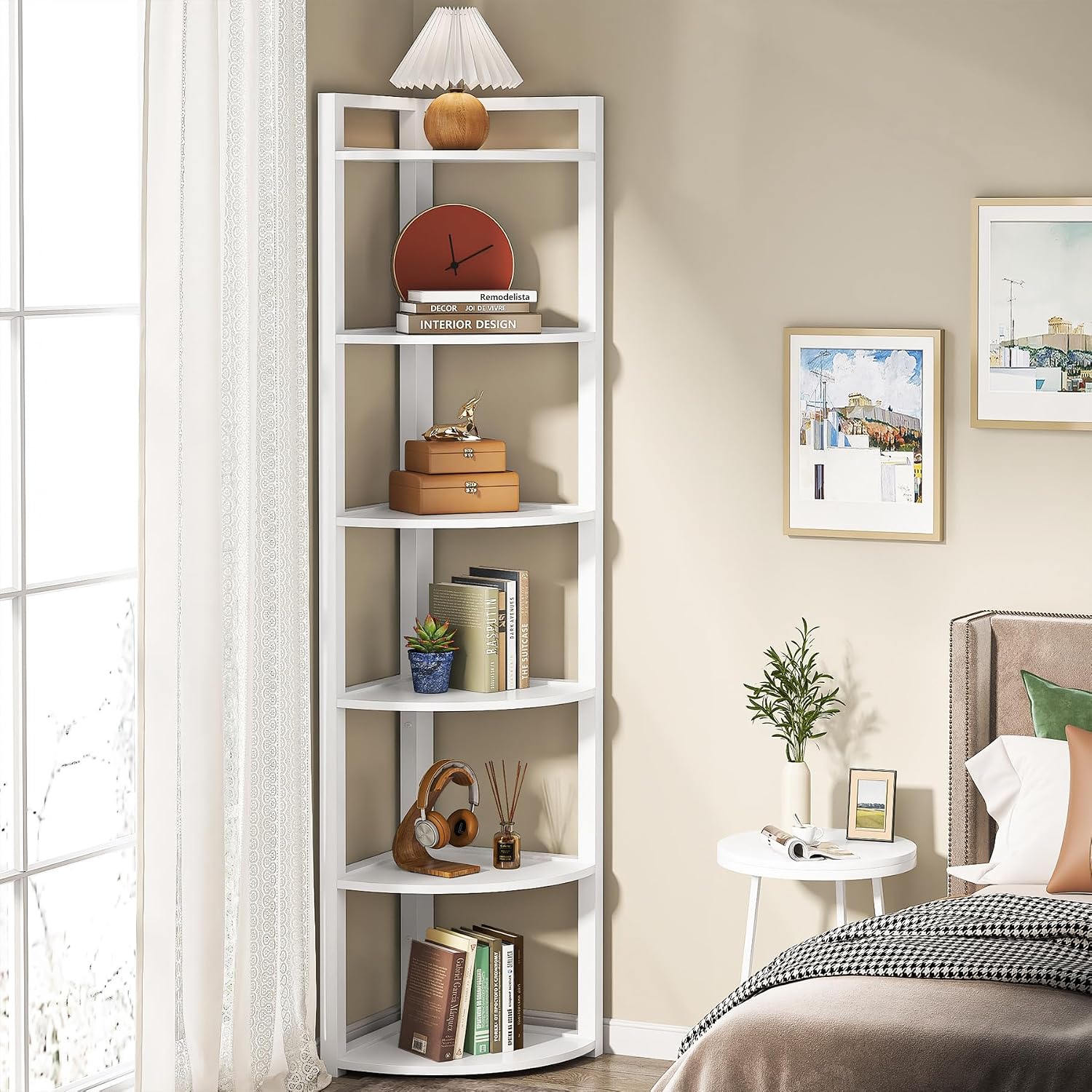 Modern 6-Tier Corner Bookshelf