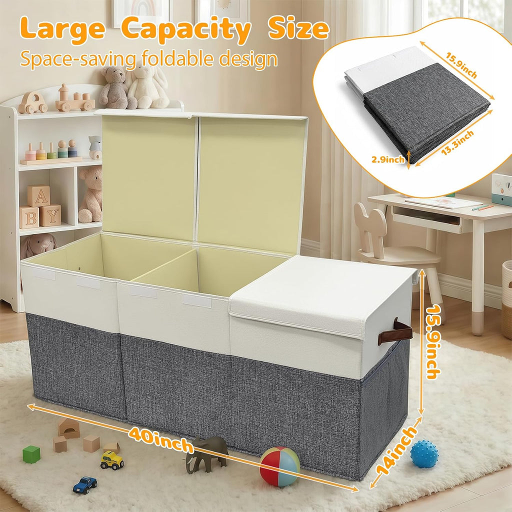 Collapsible Toy Chest With Dividers & Lid