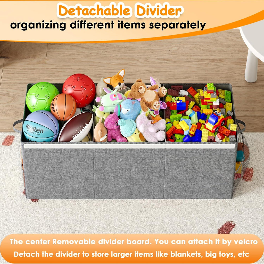 Foldable Toy Chest With Divider & Lid