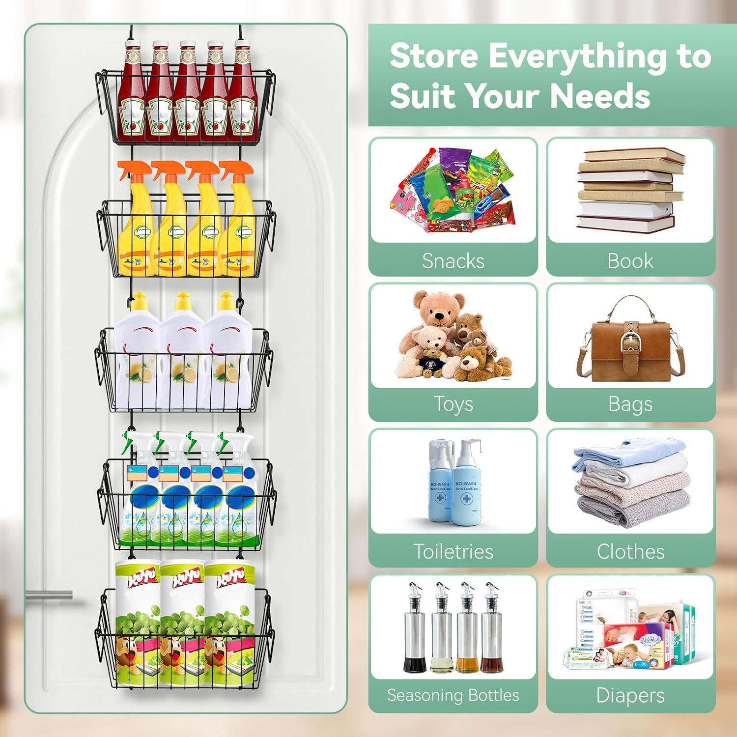 Over Door Storage Organizer With Baskets