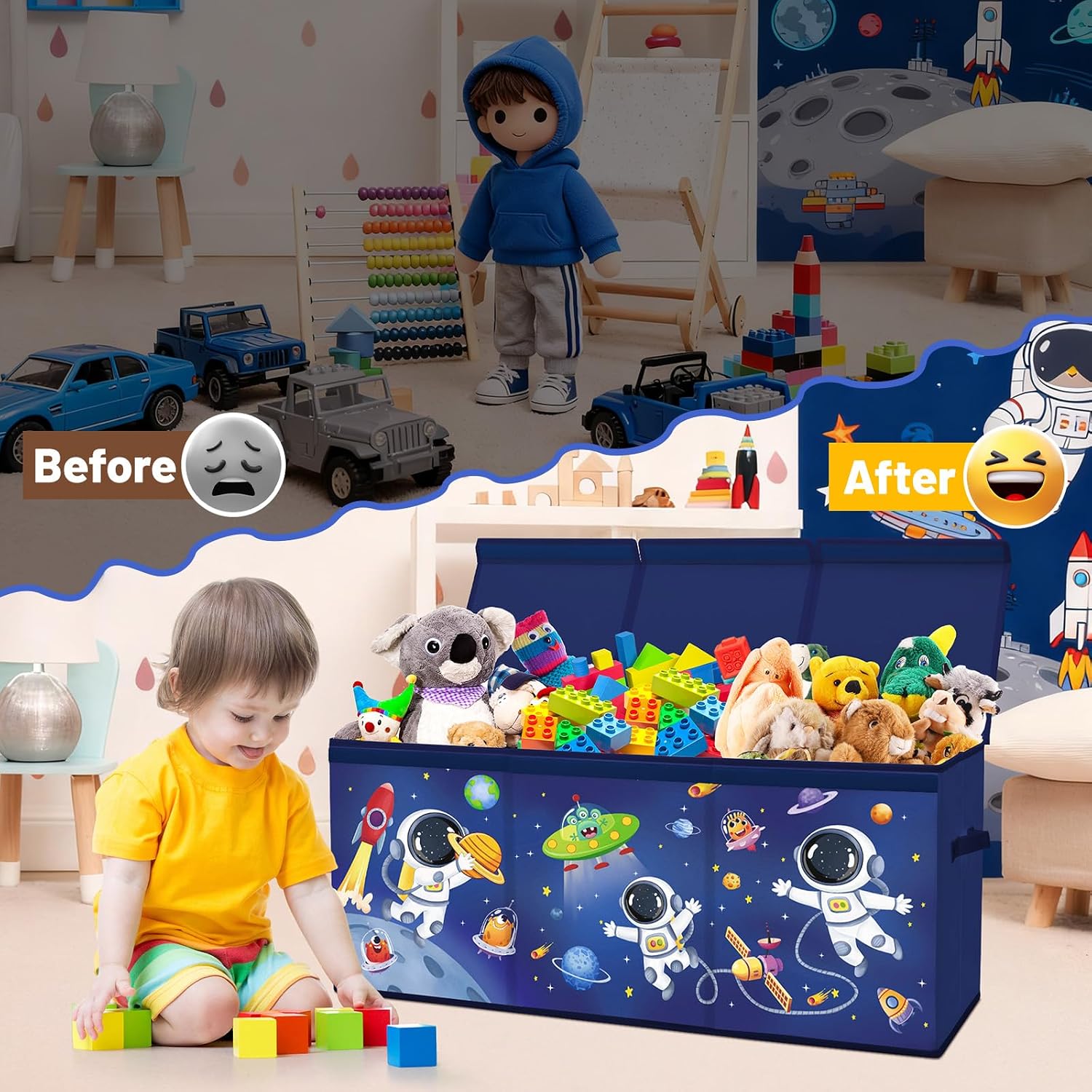 Collapsible Toy Storage Box with Lid