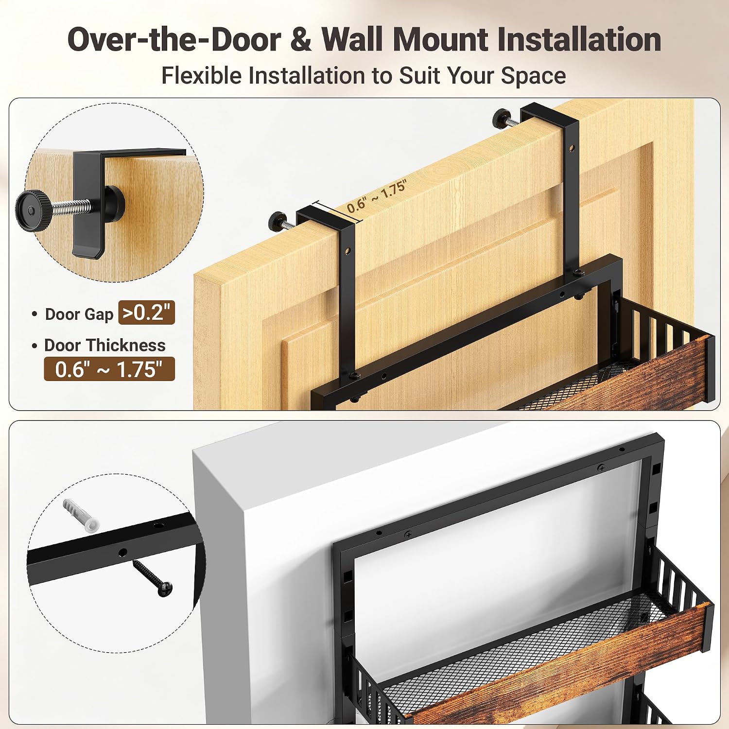 Over Door Adjustable Storage Spice Rack