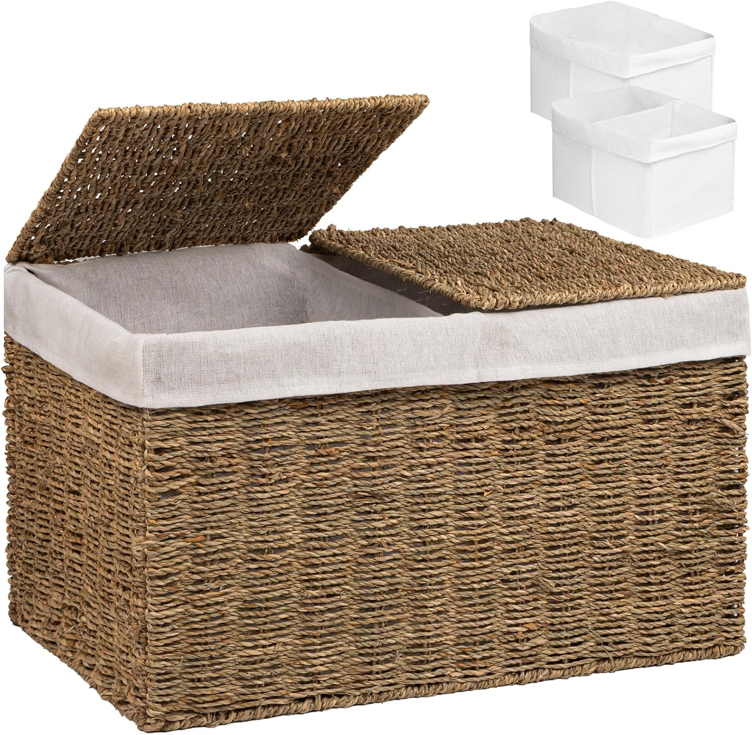 Seagrass Storage Basket With Lids & Liners