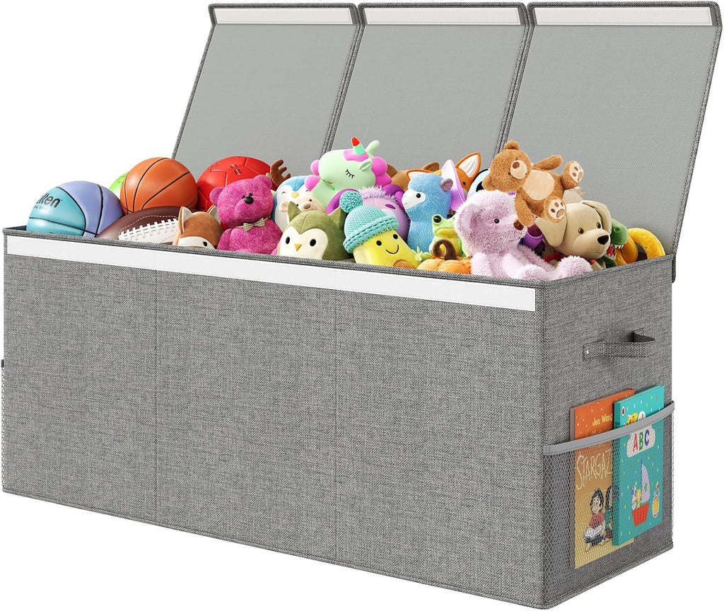 Foldable Toy Chest With Divider & Lid