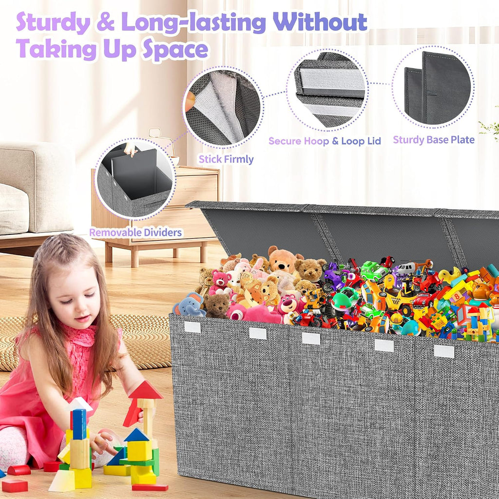 Collapsible Toy Chest With Dividers & Lid